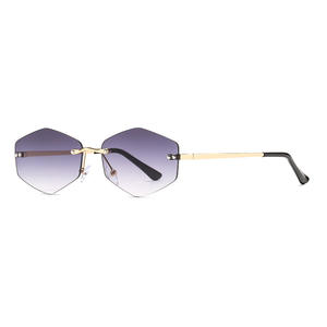 Gafas de Sol Dusha para Mujer, Forma de Diamante, Degradado, Sin Marco, Metal, Protección UV400, para Viajes, Conducir, Moda - Product Image 4