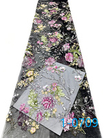 Tissu brodé de dentelle florale avec sequins et perles, style créateur, pour mariée, en tulle filet de pêche, prix usine de gros