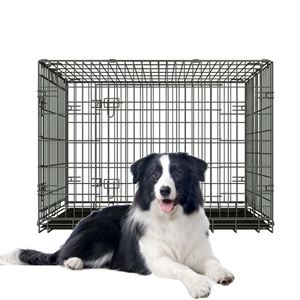 Grande cage pour chien pliable en aluminium cage pliante pour chien chenil intérieur extérieur avec plateau - Product Image 6