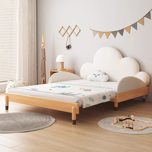 Letto per Bambini a Forma di Nuvola Estraibile Vendita Calda Letto per Bambini Estensibile in Legno Stile Crema Letto per Bambini Sicuro con Ringhiere - Product Image 5