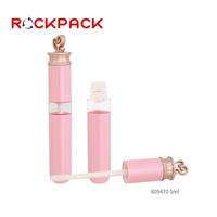 Emballage cosmétique de tubes de brillant à lèvres en plastique rose à long cou 5ml