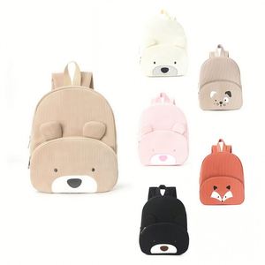 Sac à dos personnalisé pour tout-petits en velours côtelé avec motif d'ours de dessin animé, grande capacité, nom brodé, sac en peluche - Product Image 5