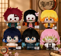 Caja de 15 Unidades al por Mayor, Muñecos de Peluche de la Serie de Anime Demon Slayer: Kimetsu no Yaiba, 8 cm, Forma de Chip con Ojos de Frijol, Caja Sorpresa Coleccionable
