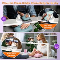 Lampe LED pour technicien des ongles Half Moon Light 456 LED, 34 pouces, pliable, avec support pour téléphone et gradation progressive