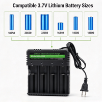 Chargeur de batterie au lithium HWD HD-8992C 18650/26650/32650/16340/14500/18500, 4 emplacements, 3,7 V, intelligent, multifonction, pour appareil photo