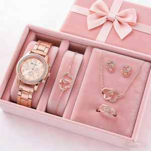 Double Heart <strong>Ladies</strong> Fashion <strong>Watch</strong> <strong>Set</strong> - Product Image 1