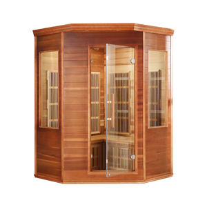3 Person Modern Electric Far Infrared <b>Sauna</b> Room with Computer Control Panel Red Cedar & Hemlock Wood Indoor - Product Image 3