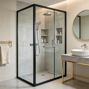 Cabine <span class=keywords><strong>de</strong></span> <span class=keywords><strong>douche</strong></span> à double joint d'étanchéité, anti-fuite, avec rail coulissant en aluminium et verre, installation rapide, <span class=keywords><strong>pour</strong></span> la maison - Product Image 6