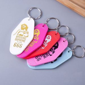 Promotional Custom logo Color Material Key Tags Blank Plastic Retro Vintage Motel Room Hotel Keychain - Product Image 2