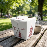 Boîtes alimentaires en papier de style asiatique avec poignée pliable, contenants jetables pour dim sum et raviolis