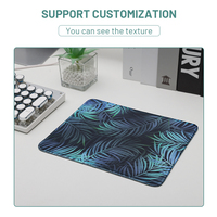 Usine en gros Vintage Floral Feuilles Vertes Carré Petit Tapis De Souris Noir Pour Bureau Mignon Eucalyptus Herbe Plante Tapis De Bureau