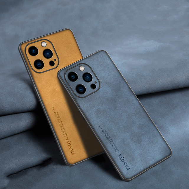 Luxury PU Leather Shockproof Phone Case with Lens Protection for iPhone 16 Pro Max 15 14 13 12 Pro 11 Skinfeeling Back Cover