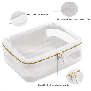 Luxury Large Clear PVC PU Leather Soft Custom with Logo Zipper for <strong>Women</strong> <strong>Travel</strong> Fashion Set Cases <strong>Toiletry</strong> Cosmetic Makeup <strong>Bags</strong> - Product Image 3