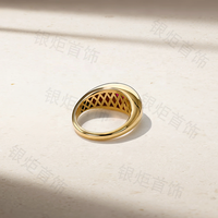 LOZRUNVE Bague en argent sterling 925 élégante et moderne avec dôme massif, sertie d'un ovale en émeraude et de zircon, pour femme