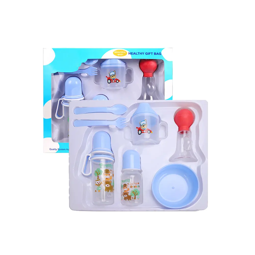 Fabricage Food Grade Milieuvriendelijke 7Pcs Baby Verpleging Fles Gift Box Sets Pasgeboren Reizen Babyvoeding Melk Fles Set