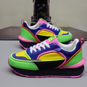 Nouvelles baskets chunky néon multicolores premium 2026, style rétro color block, plateforme décontractée, streetwear - Product Image 5