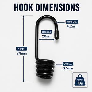 Suitable For 5mm 6mm 8m Bungee Cord Black Metal Bungee <b>Hook</b> Carbon Steel Elastic Cord <b>Hook</b> Portable Securing <b>Clip</b> for Tarp - Product Image 2