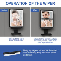 Miroir de douche LED sans buée avec éclairage carré noir anti-buée éclairé avec logo personnalisé pour le rasage