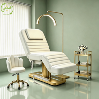 Lit de massage électrique multifonctionnel moderne doré à 4 moteurs pour salon de beauté, table de soin cosmétique, chaise de spa facial et lit pour extensions de cils
