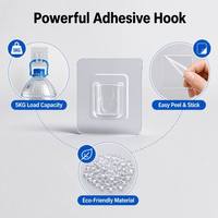 Crochet mural pliable en plastique transparent à double face adhésive, à ventouse, robuste, pour salle de bain, douche, cuisine, bijoux, outils