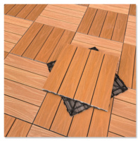 Nouveau Moderne 300x300mm DIY Extérieur Étanche WPC Brossé Bois Pont Carreaux Emboîtement En Plastique Composite pour Backyard Flooring