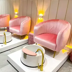 2024 más Popular Pink Pedicure Bowl Seat Equipo de salón de uñas barato con silla de spa para pies