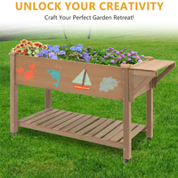 Jardinière surélevée mobile en bois personnalisée avec roues et étagère de rangement