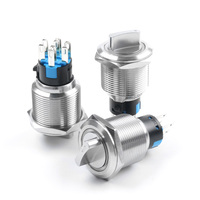 Commutateur à bouton métallique étanche en acier inoxydable 16/19/22mm Sélecteur autobloquant à 2/3 positions Combinaison 1NO1NC Niveau IP65