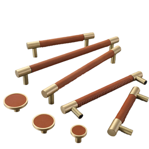 Furniture Knobs Brass Leather Kitchen <b>Handle</b> Classical Drawer <b>Pull</b> Cupboard <b>Door</b> <b>Handle</b> for Home Decoration - Product Image 3