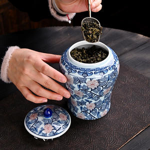 Tarro de almacenamiento de cocina de <span class=keywords><strong>precio</strong></span> más bajo contenedores de cerámica azul y blanca mercado de la India como productos de decoración del hogar - Product Image 3