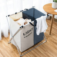 Lavinia vente en gros 3 compartiments pliable linge sale panier à linge panier à linge Logo personnalisé blanchisserie Organisation stockage