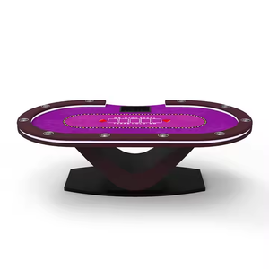 Table de poker Texas en bois massif et fond en acier de conception LED luxueuse de haute qualité pour les tables de jeu Mahjong et Mahjong - Product Image 6