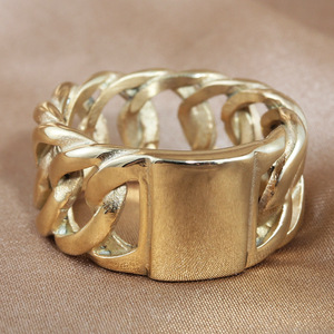 European And American Style <b>Titanium</b> Steel Hollow Woven <b>Ring</b> Unisex Party Jewelry Steel Gold - Product Image 1