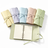 Carnet de voyage A6 en cuir, classeur à feuilles mobiles couleur macaron en cuir PU, journal à couverture souple