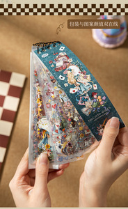 50 feuilles par paquet, livre d'autocollants découpés en PET sur le thème des contes de fées, Alice au pays des merveilles, grande capacité - Product Image 6