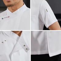 Travail uniforme pantalon hommes gris Chef manteau à manches courtes couleur unie été cuisine Restaurant cuisine Chef veste personnaliser
