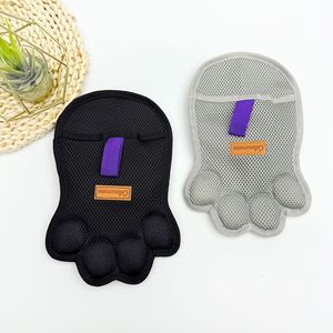 Gants pour enlever les poils d'animaux, taille unique, gris et noir, outil de massage pour toilettage des chats - Product Image 4