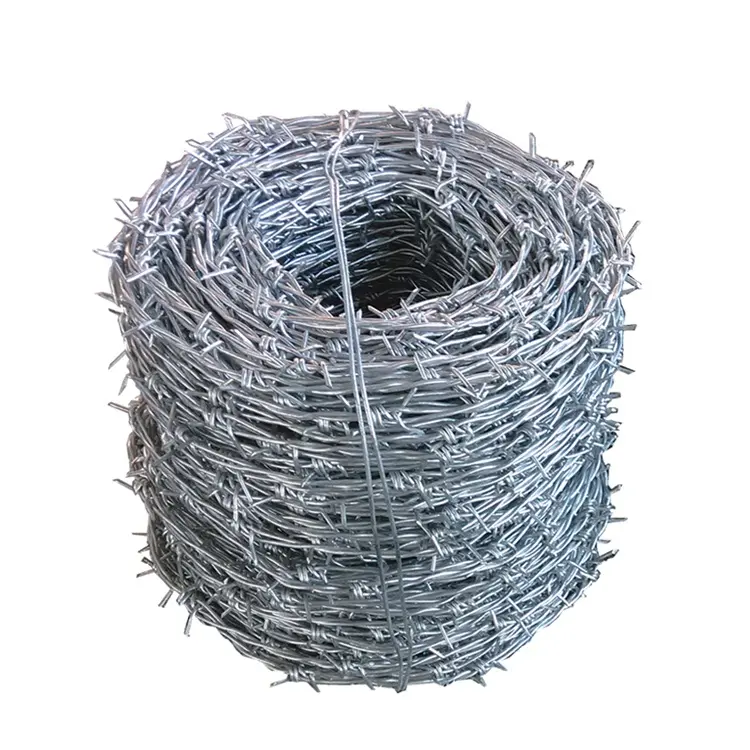 Rollo de valla de alambre de púas de doble hilo galvanizado bwg 14 bobina de alambre de púas de hierro para una seguridad mejorada