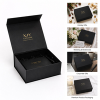 XJY vente en gros personnalisé imprimé à la main de luxe rigide papier carton noir Simple vide fermeture magnétique boîte-cadeau