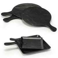 Assiette de présentation noire en mélamine, incassable, de forme irrégulière, style japonais, pour la restauration et la sécurité alimentaire