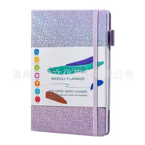 English Monthly Plan Color Notebook No Date Plan Book Full Sky Star Student Tie straps Week Plan Book A5