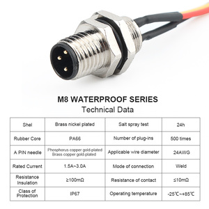 M8 hàn dây bên trong hàng không cắm kết nối hội đồng quản trị kết thúc nam đầu phía sau khóa IP67 lớp không thấm nước công nghiệp cắm 2pin ~ 8 lõi - Product Image 2