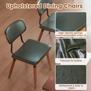 Chaise de salle à manger en bois massif au design moderne nordique avec dossier en cuir PU Design ergonomique pour bureau à domicile et salon - Product Image 3