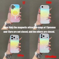Étui magnétique mat laser pour iPhone 17 Air 16 15 14 13 12 11 Pro Max Plus 17Pro 16E charge sans fil dégradé arc-en-ciel Funda