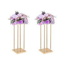Support à fleurs doré pour décoration de table de mariage, support rectangulaire pour décorations florales, supports à fleurs en métal pour mariage