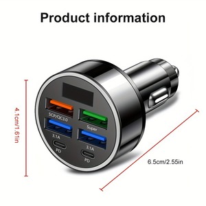Yeni ürünler 2025 süper hızlı şarj Led ekran 6 in 1 araba şarjı adaptörü 5V/3A seyahat şarj araç adaptörü Led ekran ile - Product Image 6