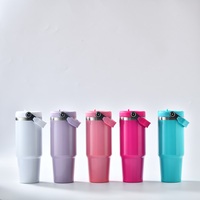 Gobelet isotherme de voyage 30oz mat pour sublimation, avec poignée et couvercles, bouteille d'eau avec poignée et paille, entrepôt USA
