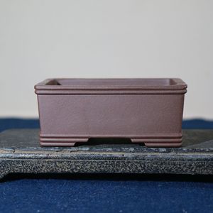 Pot à Bonsaï Rectangulaire Fait Main en Céramique, en Argile Violette, à Cinq Lignes, Style Classique - Product Image 1