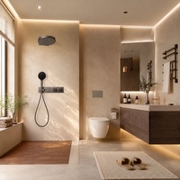 Conjunto de Ducha Termostática Empotrada con Grifo de Latón para Baño, Masaje Spa, Color Gris Acero