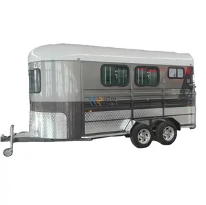 Commercial Classic Stainless Steel OEM Slant Load 3 Horse Trailer Horse Float Cart with Living Area